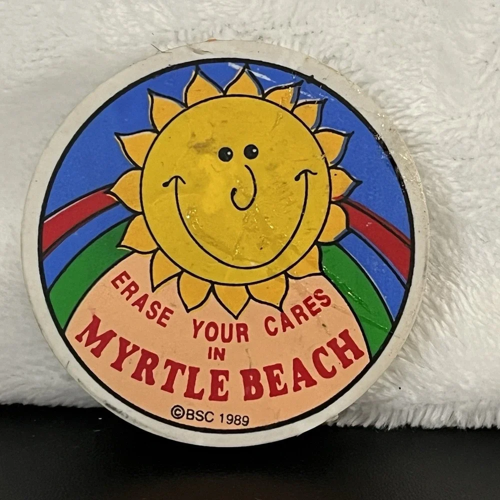 1989 Myrtle Beach ERASER Vintage Souvenir Collectible Erase Your Cares Sun 2